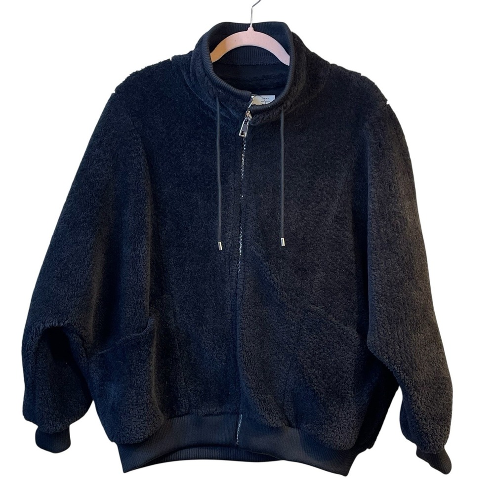 ZARA trf Collection Full Zip Black Fuzzy Cozy Sherpa Jacket Women's Size M